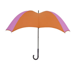 DiCesare Cross Umbrella Pink & Orange - Wood Handle
