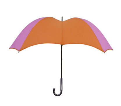 DiCesare Cross Umbrella Pink & Orange - Wood Handle