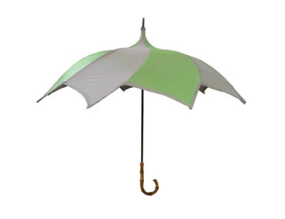 DiCesare Spiral Umbrella Green & Brown Bamboo Handle