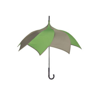 DiCesare Spiral Umbrella Green & Brown Wood Handle