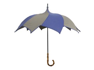 DiCesare Spiral Umbrella Navy & Brown Bamboo Handle