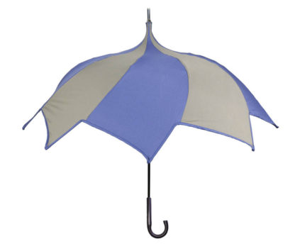 DiCesare Spiral Umbrella Navy & Brown Wood Handle