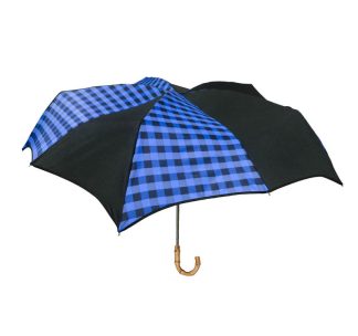 DiCesare Pumpkinbrella SuperMini Blue Gingham Bamboo Handle