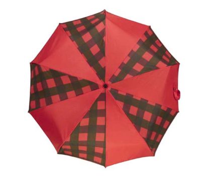 DiCesare Red Gingham folding compact umbrella