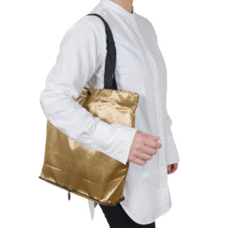 DiCesare Designs Tall Folding Tote Bag Gold Quilting Jacquard