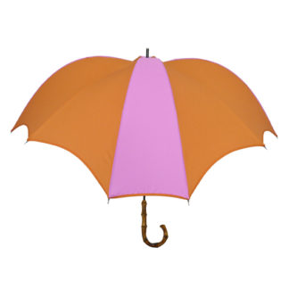 Cross Umbrella Pink & Orange Bamboo Handle
