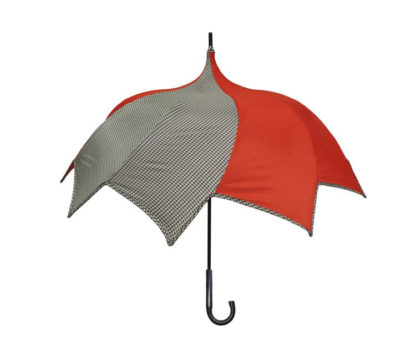 DiCesare Spiral Rouge et Motif Umbrella Wood Handle