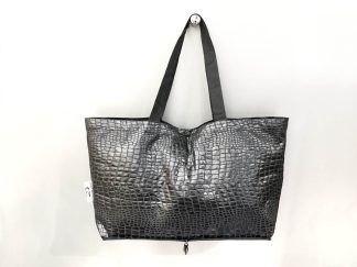 DiCesare Crocodile Wide Folding Tote Bag Black
