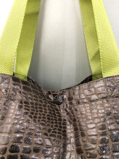 DiCesare Crocodile Wide Folding Tote Bag Brown