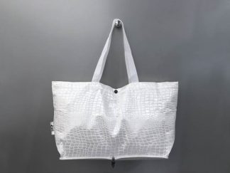 DiCesare Crocodile Wide Folding Tote Bag Ivory Wide