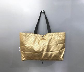 DiCesare Wide Quilting Folding Tote Bag Gold