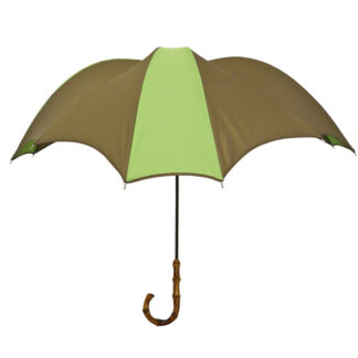 Cross Umbrella Green & Brown Bamboo Handle