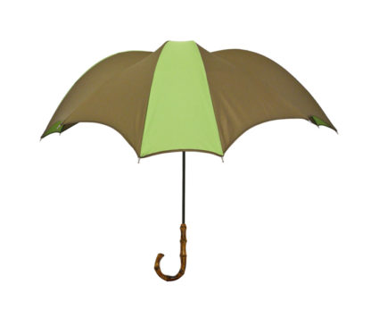 Cross Umbrella Green & Brown Bamboo Handle