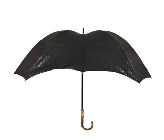 DiCesare Cross Crocodile Black & Brown Umbrella Bamboo