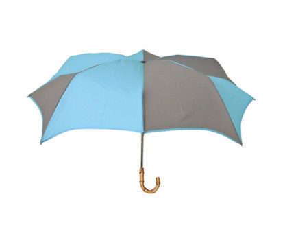 DiCesare Pumpkin umbrella compact Turquoise&Grey Bamboo Handle