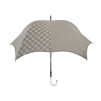 DiCesare Pumpkin umbrella Walker Grey on Brown Double Dots Clear Handle