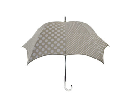 DiCesare Pumpkin umbrella Walker Grey on Brown Double Dots Clear Handle