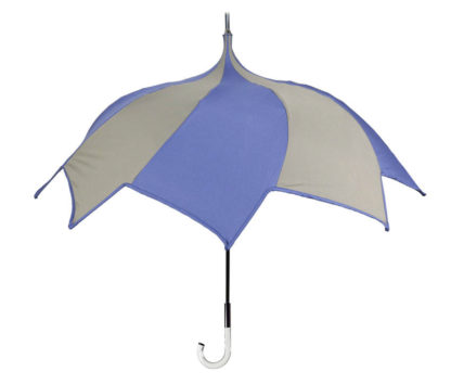 DiCesare Spiral Umbrella Navy & Brown Clear Handle