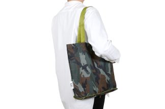 DiCesare Designs Tall Folding Tote Bag UrbanCamo Jungle Green Camoflage