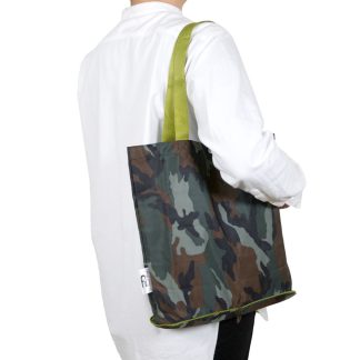 DiCesare Designs Tall Folding Tote Bag UrbanCamo Jungle Green Camoflage